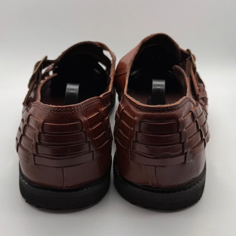 Vintage Island Casuals Woven Leather Fisherman Sandals Men's 10.5 Brown Huarache
